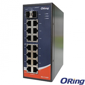 IES-1142P, Switch przemysłowy niezarządzalny, DIN, 14x 10/100 RJ-45 + 2x 100 SFP