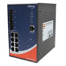 IGPS-R9084GP, Switch przemysowy zarzdzalny, DIN, L3, 8x 10/1000 RJ-45 PoE + 4 sloty SFP / RJ-45, O/Open-Ring <30ms