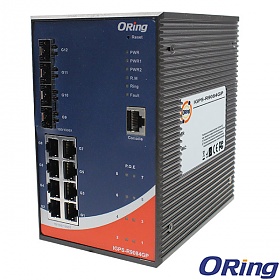 IGPS-R9084GP, Switch przemysowy zarzdzalny, DIN, L3, 8x 10/1000 RJ-45 PoE + 4 sloty SFP / RJ-45, O/Open-Ring <30ms