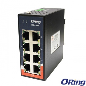 IES-180B, Switch przemysłowy niezarządzalny, DIN, 8x 10/100 RJ-45, obudowa slim 