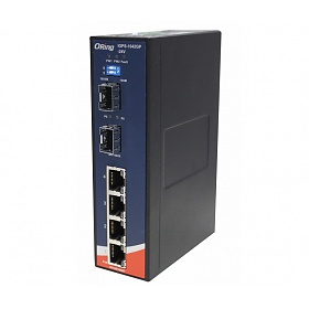 IGPS-1042GP-24V, Switch przemysłowy niezarządzalny, DIN, 4x 10/1000 RJ-45 PoE + 2x 1000 SFP