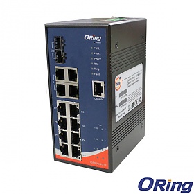 IGPS-9842GTP-24V, Switch przemysłowy zarządzalny, DIN, 8x 10/1000 RJ-45 PoE + 4x 10/1000 RJ-45 + 2 sloty SFP / RJ-45, O/Open-Ring <30ms 