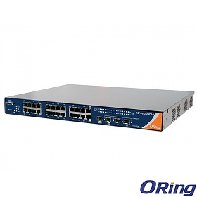 RGPS-92222GCP-NP-P, Switch przemysowy zarzdzalny, 22x 10/1000 RJ-45 PoE + 2 sloty COMBO SFP / RJ-45 PoE + 2 sloty SFP, O/Open-Ring <30ms, 19" 