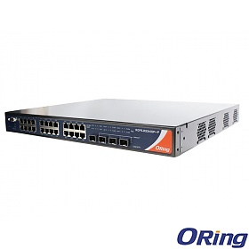 RGPS-R9244GP+-LP, Switch przemysłowy zarządzalny L3, 24x10/1000 RJ-45 PoE+4 sloty SFP+ 1G/10G, O/Open-Ring <30ms