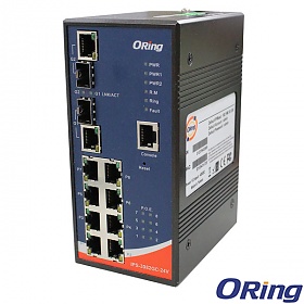 IPS-3082GC-24V, Switch przemysłowy zarządzalny, DIN, 8x 10/100 RJ-45 PoE+ + 2 sloty SFP z DDM / RJ-45, O/Open-Ring <10ms