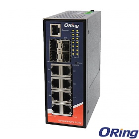 ORing IGPS-9084GP-LA-24V, Switch zarządzalny, 8x 10/1000 RJ-45 PoE + 4 sloty SFP / RJ-45, O/Open-Ring <30ms