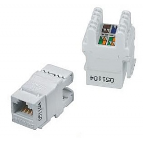 Gniazdo keystone, 8p8c (RJ-45), nieekranowane, kat. 5e, typu Krone zaciskane z tyłu