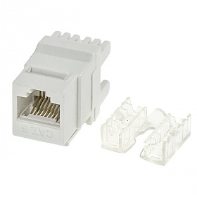 Gniazdo keystone, 8p8c (RJ-45), nieekranowane, kat. 6, typu Krone zaciskane z tyłu, białe