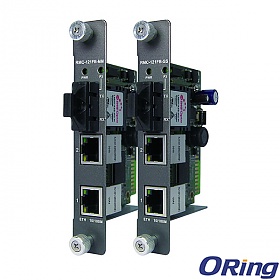 RMC-121FB-SS, Media konwerter przemysowy 2x 10/100TX (RJ-45) + 1x 100FX (SM SC) card type 