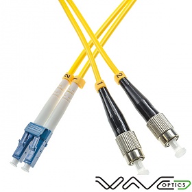 Patchcord światłowodowy jednomodowy LC/UPC-FC/UPC, 9/125, dupleks, włókno G652D,  długość 1m