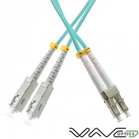 Patchcord światłowodowy wielomodowy, SC/UPC-LC/UPC, 50/125, dupleks, włókno OM3,  1m
