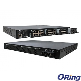 RGS-P9000-HV, Switch przemysłowy zarządzalny, modularny, 24x 10/1000 RJ-45 + 4 sloty SFP+ 10G, O/Open-Ring <30ms 