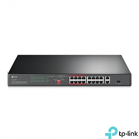 TP-Link TL-SL1218P, Switch niezarządzalny, 16x 10/100 RJ-45, 2x 10/100/1000 RJ-45, 1x SFP, PoE+