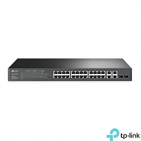 TP-Link TL-SL2428P, Switch inteligentny, 24x 10/100 RJ-45, 2x 10/100/1000 RJ-45, 2x SFP, PoE+, 19"