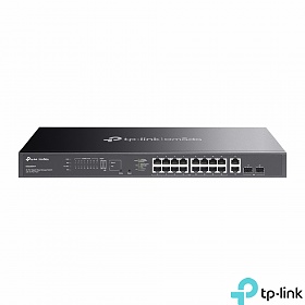 TP-Link ES220GMP, Switch zarządzalny, 18x 10/100/1000 RJ-45, 2x slot SFP, PoE+, 19"