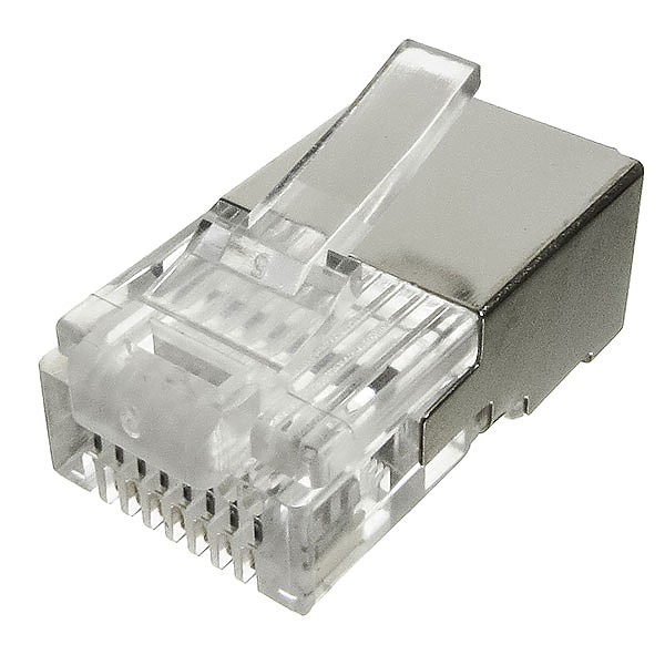 Wtyk RJ-45, 8p8c, kat5e, na przewód okrągły, drut, ekranowany