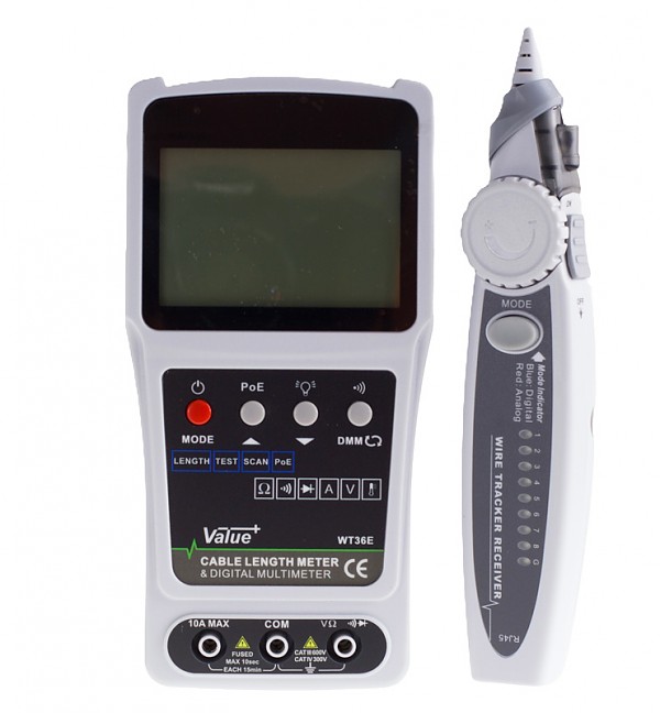 WT36E, Tester okablowania LCD PoE, RJ45, RJ11, multimetr, cyfrowy szukacz par