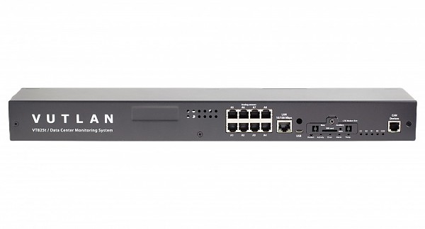Vutlan VT825tt, Kontroler IP 19" 1U; redundantne zasilanie; 8x analog; 16x styki bezpotencjałowe; 1x CAN