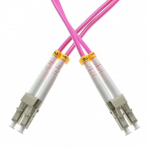 Patchcord LC/UPC-LC/UPC, MM, 50/125, dupleks, włókno OM4, 0,5 m 