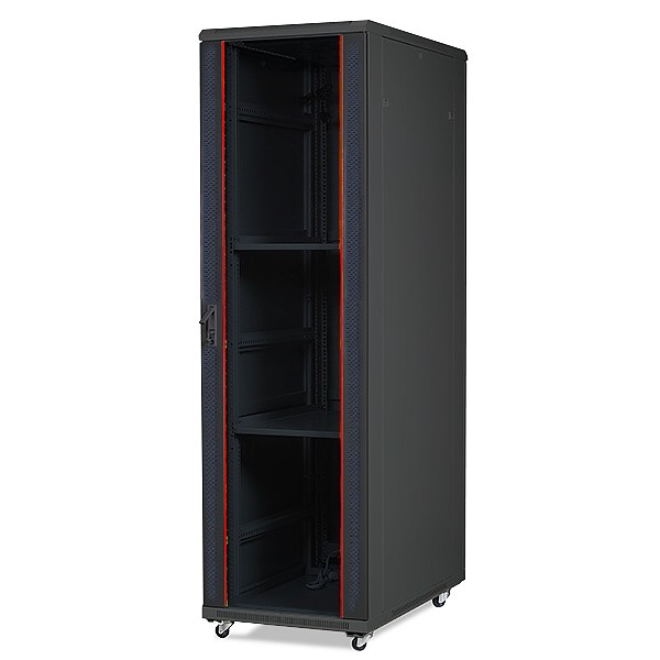 Szafa rack 42U, 19", 1000mm gł., drzwi szklane, czarna