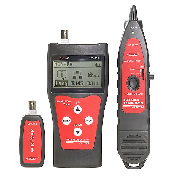 Tester okablowania LCD, RJ-45, RJ-11, BNC z szukaczem (NOYAFA NF-300) 