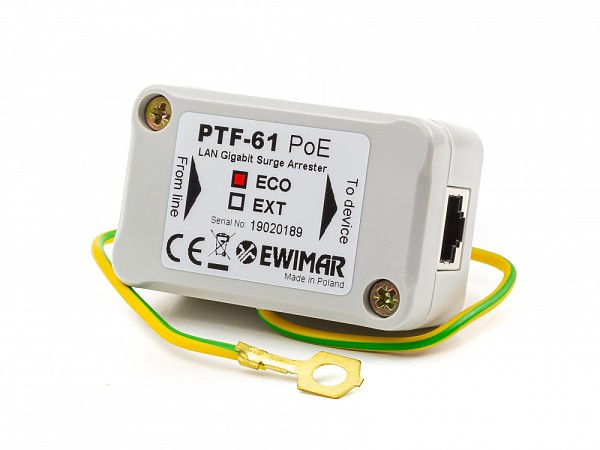 Zabezpieczenie przeciwprzepięciowe LAN 10/100/1000, PoE (PTF-61-ECO/PoE) 