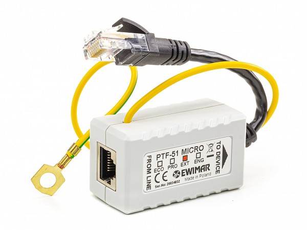 Zabezpieczenie przeciwprzepięciowe LAN 10/100, PoE (PTF-51-EXT/PoE/Micro v2) 