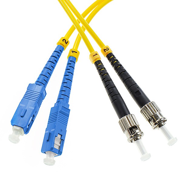 Patchcord wiatowodowy jednomodowy SC/UPC-ST/UPC, 9/125, dupleks, wkno G652D, 3.0mm, dugo 15m