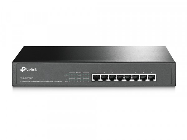 Switch niezarzdzalny, 8x 10/100/1000 RJ-45, PoE, 11,6" z uchwytami na 19" (TP-Link TL-SG1008MP) 