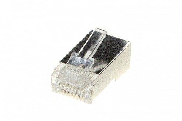 Wtyk 8p8c, RJ-45, kat.5e, na przewód okrągły, drut, ekranowany, przelotowy (typu EZ)