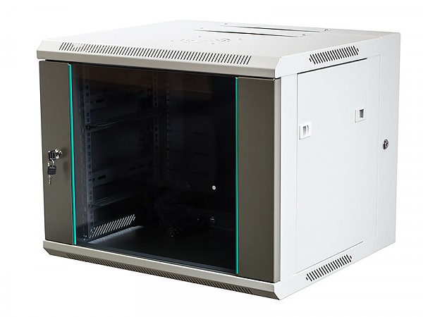 Szafa rack 9U, 19", wisząca, 540mm gł., drzwi szklane, dwusekcyjna