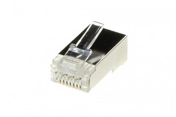Wtyk 8p8c, RJ-45, kat.6A, na przewód okrągły, drut, ekranowany, przelotowy (typu EZ)