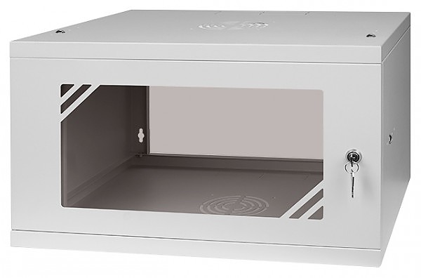 Szafa rack 4U, wisząca, 19", 450mm gł., drzwi szklane, do montażu