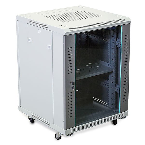 Szafa rack 15U, 19", 600mm gł., drzwi szklane