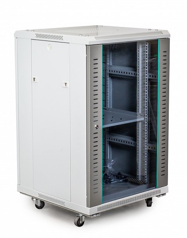 Szafa rack stojca, serwerowa, 18U, 19", 930x600x600mm, drzwi szklane