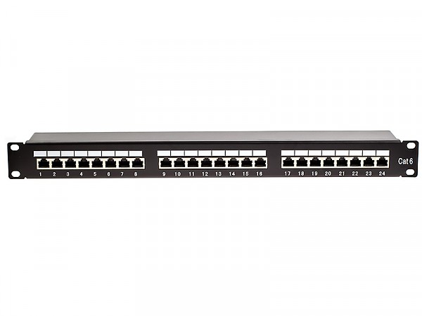Patch panel, patchpanel, 24 porty STP kat6, 1U 19", złącza typu Krone, uchwyty na kabel