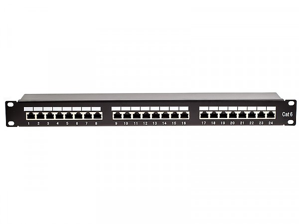 Patch panel, patchpanel, 24 porty STP kat6, 1U 19", zcza typu Krone, uchwyty na kabel