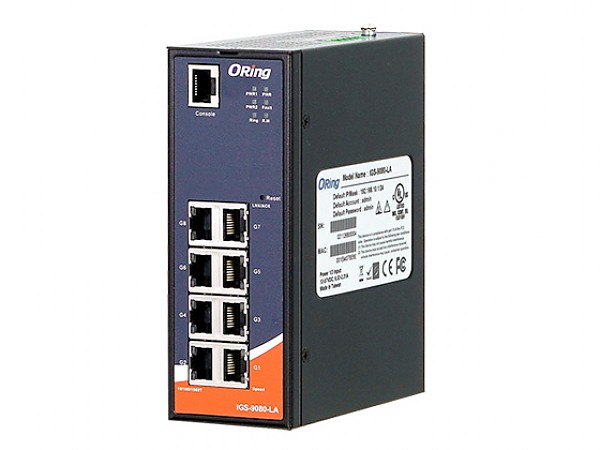 Switch zarządzalny, 8x 10/1000 RJ-45, O/Open-Ring <30ms, L2 (ORing IGS-9080-LA-PN) 