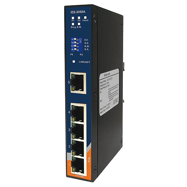IES-2050A, Switch przemysłowy inteligentny, DIN, 5x 10/100 RJ-45, O-Ring <10ms 