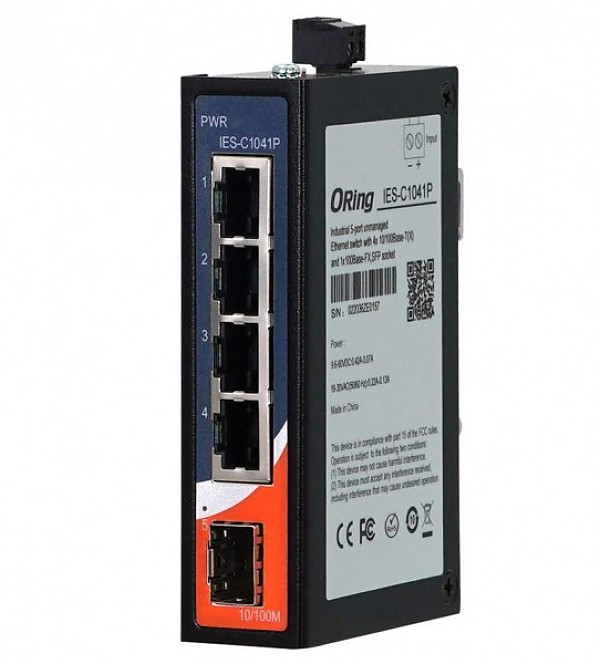 Switch niezarządzalny, 4x 10/100 RJ-45, 1x SFP (ORing IES-C1041P) 