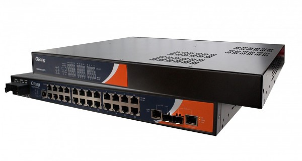 Switch zarzdzalny, 24x 10/100 RJ-45 + 2 sloty SFP, O/Open-Ring <30ms (ORing RES-P9242GCL-HV) 