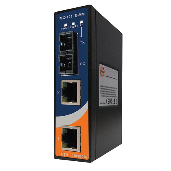 IMC-121FB-MM-SC, Media konwerter przemysłowy, DIN, 2x 10/100TX (RJ-45) + 1x 100FX (MM SC) 