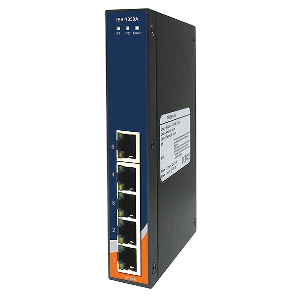 IES-1050A, Switch przemysowy niezarzdzalny, DIN, 5x 10/100 RJ-45, obudowa slim 