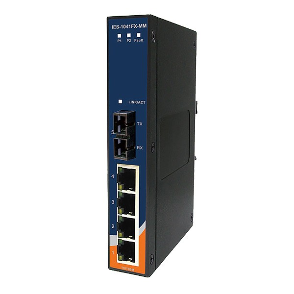 Switch niezarządzalny, 4x 10/100 RJ-45 + 1x 100 MM SC, obudowa slim (ORing IES-1041FX-MM-SC) 