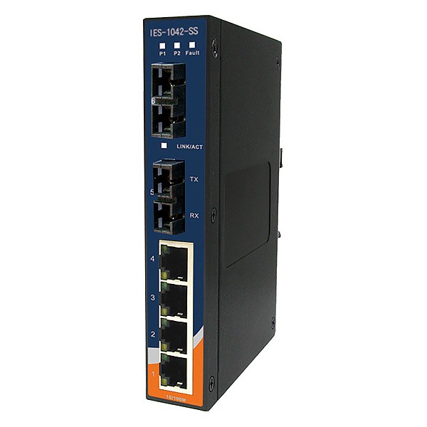 Switch niezarządzalny, 4x 10/100 RJ-45 + 2x 100 SM SC, obudowa slim (ORing IES-1042FX-SS-SC) 