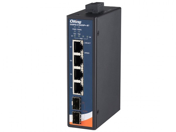 IDGPS-C1042GP+-BT, Switch niezarządzalny, 4x 100/1G/2.5G RJ-45 PoE + 2x1000/10G SFP+