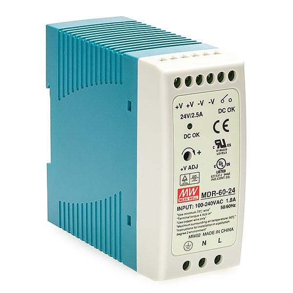 Zasilacz 60W 24VDC, mini, DIN TS35 (Mean Well MDR-60-24) 