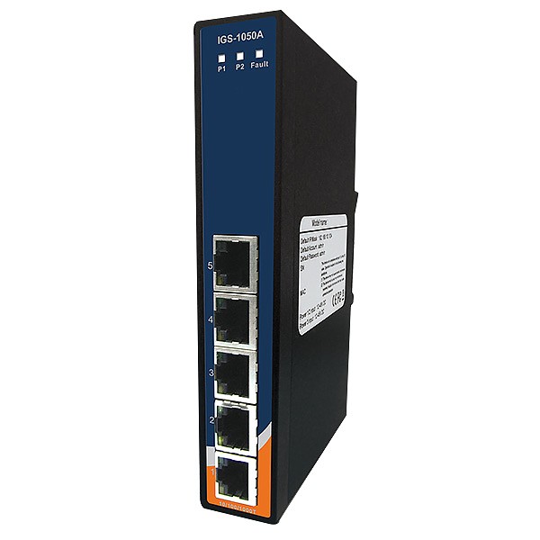 IGS-1050A, Switch przemysłowy niezarządzalny, DIN, 5x 10/1000 RJ-45, obudowa slim 