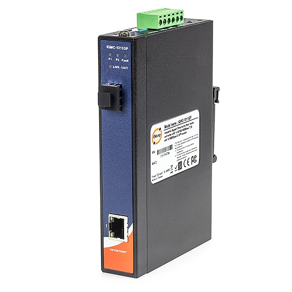 IGMC-1011GP, Media konwerter przemysłowy, DIN, 1x 10/1000TX (RJ-45) + 1x 1000FX (SFP) 