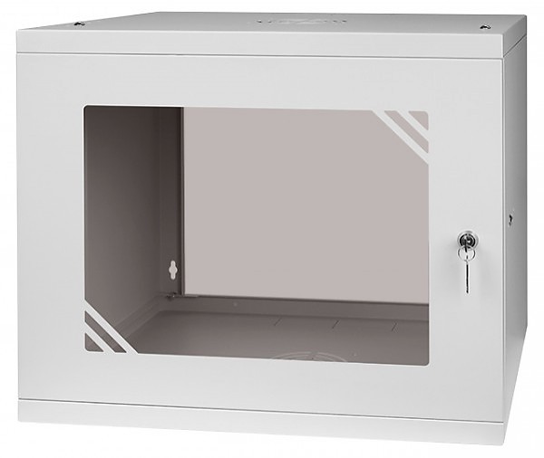 Szafa rack 9U, wisząca, 19", 450mm gł., drzwi szklane, do montażu